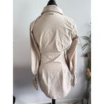 Maniere De Voir  Beige Shirt Dress Long Sleeve Button Front Chain Detail Size 10 Photo 2