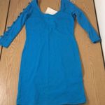 B17 New Sexy Women’s Trac Dress with Cut Out Sleeves V Back Blue Size Small Photo 0