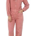 Ba&sh  Women's Pink Long Sleeve‎ Point Collared Dova Denim Jumpsuit Size XS Photo 0