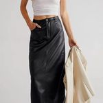 Free People Faux Leather City Slicker Vegan Maxi Skirt Womens Black Size 8 Photo 5