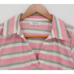 Y2K Preppy Polo Crop Top Pink Green Striped Ribbed 90s Soft Girl Pastel Size L Size L Photo 7