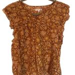 Sundry Women's Brown Floral Flutter Sleeve Blouse Top Size 2 Casual Photo 0
