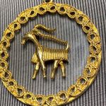 Brutalist Artisan Capricorn Zodiac Pendant – Necklace Gold Statement Medallion Photo 1