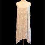 Elle  White Dress SZ L Embossed W/ Embroidery LWD Bow Tie Back Handkerchief Sheer Photo 1