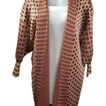 ZARA  Women's Multicolor Metallic Knit Argyle Long Open Cardigan Sweater Top S Photo 0