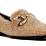 ShuShop Beige Textured Loafers with Gold Accent Tan Size 8 Photo 2