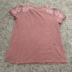 Lucky Brand Pink floral embroidered short sleeve top,  size small Photo 1
