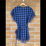 Tularosa Jenny Blue And Black Buffalo/gingham Plaid Wrap Mini Dress medium Photo 14