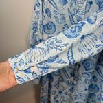 Martha Stewart Womens Linen Blend Shirt Dress Blue White Beach Shells Size Small Photo 5