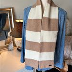 Coach  100% wool knit, cream tan, preppy classic stripe winter scarf OS Photo 2