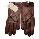 Saks 5th Avenue Saks fifth Avenue genuine leather silk lined brown gloves perforated size 7 Photo 2