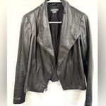 Vince lamb leather rib-panel scuba jacket, black, size S Photo 0