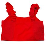 Abercrombie & Fitch Cropped Smocked Top Womens Large Coral Red Y2K Dainty Hippie Photo 4