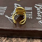 Handmade Blue Lapis Gemstone Ring • Gold Adjustable •  Boho Vintage Style Photo 5