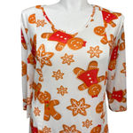 Lily by Firmiana Gingerbread Print Holiday Tunic Dress XL White Photo 1