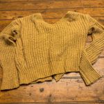 Moon and Madison Mustard Yellow Knit Cardigan Sweater Cropped V Neck Buttons S Photo 2