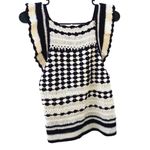 Unbranded Womens medium all knit crotchet white black ruffle sleeve unique top Photo 1