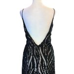 Sean Collection  Black Silver Sequin Maxi Dress Open Back Chiffon Womens Large Photo 4