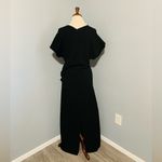 ZARA  New Black Long Round Neck Draped Short Sleeves Dress with Slit Size L Photo 11