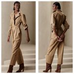 Banana Republic  Poplin Jumpsuit Size Small Utility Tan Flightsuit Oversized Chic Photo 1