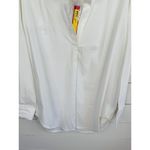 Catherine Malandrino Womens Sz XS Classic White Collared V Neck Long Sleeve Top Photo 3