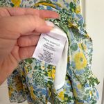 Veronica Beard  Ruched Floral Silk Chiffon Mini Long Sleeve Dress 6 Yellow Blue Photo 7