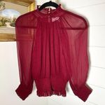 Gilner Farrar Dell Chiffon Blouse Ruby Burgundy Maroon Size Small Purple Photo 2