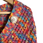 Line and Dot Bonnie Multicolor Rainbow Knit Button Front Cardigan Sweater Size M Photo 3