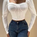 SheIn SXY Gigot Sleeve Bustier Sweetheart Crop Top Photo 3