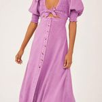 Free Press Free People Lilac Puff Sleeve Tie Front Midi Dress smocking Cottagecore boho Photo 0