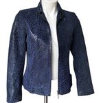 Vintage Marco Polo Leather and Suede Semi Fitted Zip Front Jacket Blue Size M Photo 3