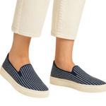 Rothy's Rothy’s - The Original Slip-On Sneaker Women’s Navy Blue White Pinstripe Sz 11 Photo 0