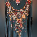 Johnny Was Los Angeles Floral Embroidered Cotton Long Sleeve Shirt Top Small Photo 5
