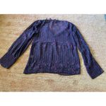 Nanette Lepore Purple Sheer Silk Blouse Size 2 Ruffle Boho Retro Print USA Photo 6