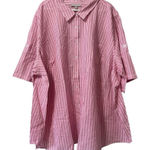 Woman Within Pink Plaid Short Sleeve Shirt Size 5X Button Down Cotton 38/40 Photo 0