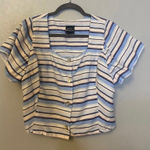 Coco Bianco ⭐️ striped linen blend button front crop top size XL Photo 0