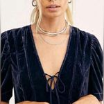 Free People  Adelle Velvet Tunic Top/Mini Dress in Indigo Lost Blue Photo 1