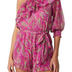 MISA Los Angeles NWT Fuscia Pink Paisley One Shoulder Boho Resort Romper Photo 0