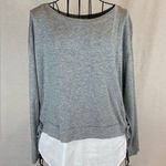 White House | Black Market Layered Look Knit Top with Shirttails & Lace Up Sides M Photo 2