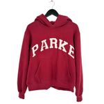 Parke Varsity Hoodie Sweatshirt Burgundy Red Spell Out Small/Medium Oversized Photo 2