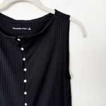 Abercrombie & Fitch [] Black Wide Rib Knit Button-Through Slash Top Size Small S Photo 7