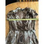 Vintage Y2k 90S Snakeskin Animal Print Ruffles Midi Dress Sheer Shoulder Pads 10 Brown Size undefined Photo 4