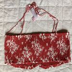 House of Harlow NWOT Red & White Smocked Cropped Beaded Tassel Bandeaux - Large Photo 1