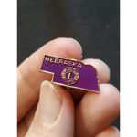 VTG Nebraska State Pinback Lions Club Pin Purple Lapel Hat Brooch Badge Estate Photo 2