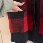 Lucky Brand Red & Black Plaid Open Front Sweater Photo 2