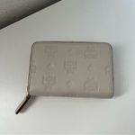 MCM NWOT  Embroidered Monogram Leather Zip Around Wallet in Oatmeal Cream Photo 3