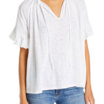 Goldie NWT  Lewinter Butterfly Peasant Ruffle Sleeve White 100% Cotton Tee Small Photo 0