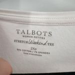 Talbots  Stretch Weekend Tee Shirt Size 2X Petite White Roll Cuff‎ Blue White Photo 9