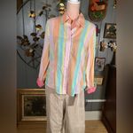 Tommy Hilfiger Y2K Vintage  Pastel Stripe Cotton Button Up Size 14 Photo 4