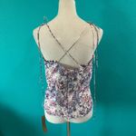 Reformation NWT Novema Top Size 12 Purple Floral Ruffled Tie Straps Sweetheart Photo 4